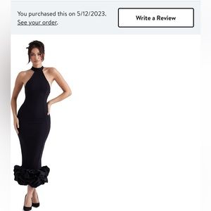 HOUSE OF CB
Juniper Halter Neck Ruffle Hem.  Worn once dry cleaned